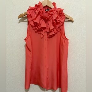 J. Crew Vibrant Coral Ruffle Blouse